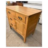Vintage Maple Side Cabinet Server 32x17x30 3 Drawer 1 Door