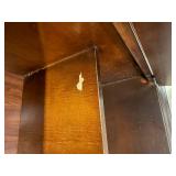 Traditional Lighted Curio China Cabinet Cherry Finish Glass Doors