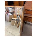 Large Frameless Beveled Wall Mirror 60 x 40 Metal Clips Good