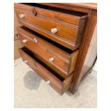 Antique 3 Drawer Wood Dresser Chest w Backsplash Glass Pulls 30in