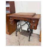 Antique Oak Treadle Sewing Machine Cabinet Base Carved 34x18x29