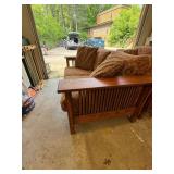 Guardian Mission Style Wood Loveseat Settee 64in Upholstered