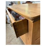 Vintage Maple Side Cabinet Server 32x17x30 3 Drawer 1 Door