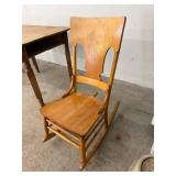Vintage Oak Rocking Chair Plank Back Country Style 37in Tall Good