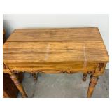 Antique Lift Top Writing Desk Side Table Wood Turned Legs 32in Wide
