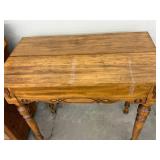 Antique Lift Top Writing Desk Side Table Wood Turned Legs 32in Wide