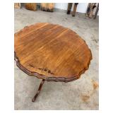 Vintage Wood Pedestal Side Table Scalloped Top 25in Tall Good