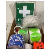 Mixed Shipping Safety Label Lot w First Aid Signs & Checklists
