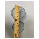 VTG Fenton Light Blue Pressed Glass Fairy Lamp Dome Candle Holder 2-Piece Set