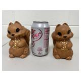 Twin Winton California Ceramic Wood-Look Squirrel Salt & Pepper Shakers