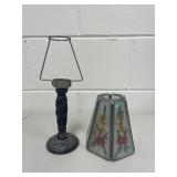 Vintage Pressed Dried Flower Stained Glass Style Lamp Tea Lite Candle Holder