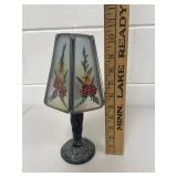 Vintage Pressed Dried Flower Stained Glass Style Lamp Tea Lite Candle Holder