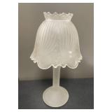 Frosted Glass Partylite 2-Piece Candle Holder Fairy Lamp 10"