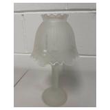 Frosted Glass Partylite 2-Piece Candle Holder Fairy Lamp 10"