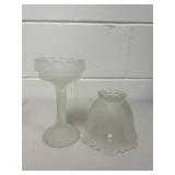 Frosted Glass Partylite 2-Piece Candle Holder Fairy Lamp 10"