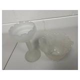 Frosted Glass Partylite 2-Piece Candle Holder Fairy Lamp 10"