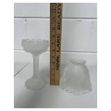 Frosted Glass Partylite 2-Piece Candle Holder Fairy Lamp 10"