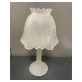 Frosted Glass Partylite 2-Piece Candle Holder Fairy Lamp 10"