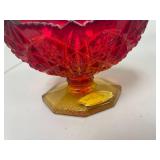 Lot Including John E Kemple Footed Bowl Compote & Frosted Amber Mini Pitcher Vtg