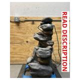 ^ Outdoor Cascading Water Fountain with Natural Looking Stone Waterfall