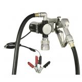 Roughneck 12V Diesel Fuel Transfer Pump, 8 GPM, Manual Nozzle, Hose