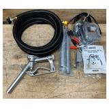 Roughneck 12V Diesel Fuel Transfer Pump, 8 GPM, Manual Nozzle, Hose