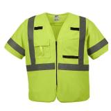 2X-Large/3X-Large Yellow Class-3 High Visibility Safety Vest with 10-Pockets and Sleeves