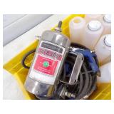 Spray Painting set up with hose and containers