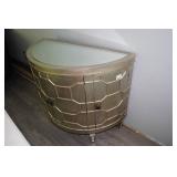 Set of Two 4-Door Mirrored Half-Circle Accent Cabinets
