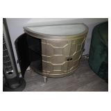 Set of Two 4-Door Mirrored Half-Circle Accent Cabinets