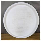 Rustic Round Wood Serving Tray White 18" - Brand New