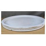 Rustic Round Wood Serving Tray White 18" - Brand New