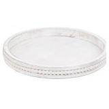 Rustic Round Wood Serving Tray White 18" - Brand New