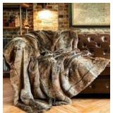 Large Faux Fur Blanket Brown 60" x 80" $129.99 Retail - Brand New