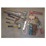 Assorted Tools - Axe, Hammers, Sockets, Caulk Gun