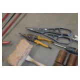 Assorted Tools - Axe, Hammers, Sockets, Caulk Gun