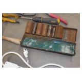 Assorted Tools - Axe, Hammers, Sockets, Caulk Gun