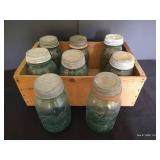 (8) Aqua Ball Quart Canning Jars with Metal Lids