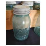 (8) Aqua Ball Quart Canning Jars with Metal Lids