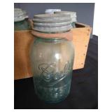 (8) Aqua Ball Quart Canning Jars with Metal Lids