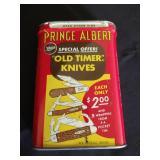 Prince Albert Tobacco Tin w/ Old Timer Knife Ad