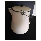 Vintage Large Two-Handled Enamelware Cowboy Coffee Pot