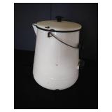 Vintage Large Two-Handled Enamelware Cowboy Coffee Pot