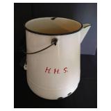 Vintage Large Two-Handled Enamelware Cowboy Coffee Pot