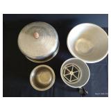 Aluminum Kitchen Items: Cake Lid, Flour Sifter & Bowls