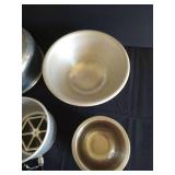 Aluminum Kitchen Items: Cake Lid, Flour Sifter & Bowls