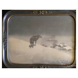 Lone Wolf Antique Print in Wood Frame