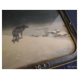 Lone Wolf Antique Print in Wood Frame