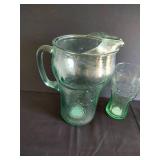 Large Glass Coke Pitcher w/ Extra Glasses