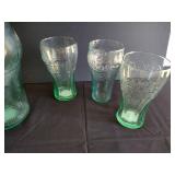 Large Glass Coke Pitcher w/ Extra Glasses
